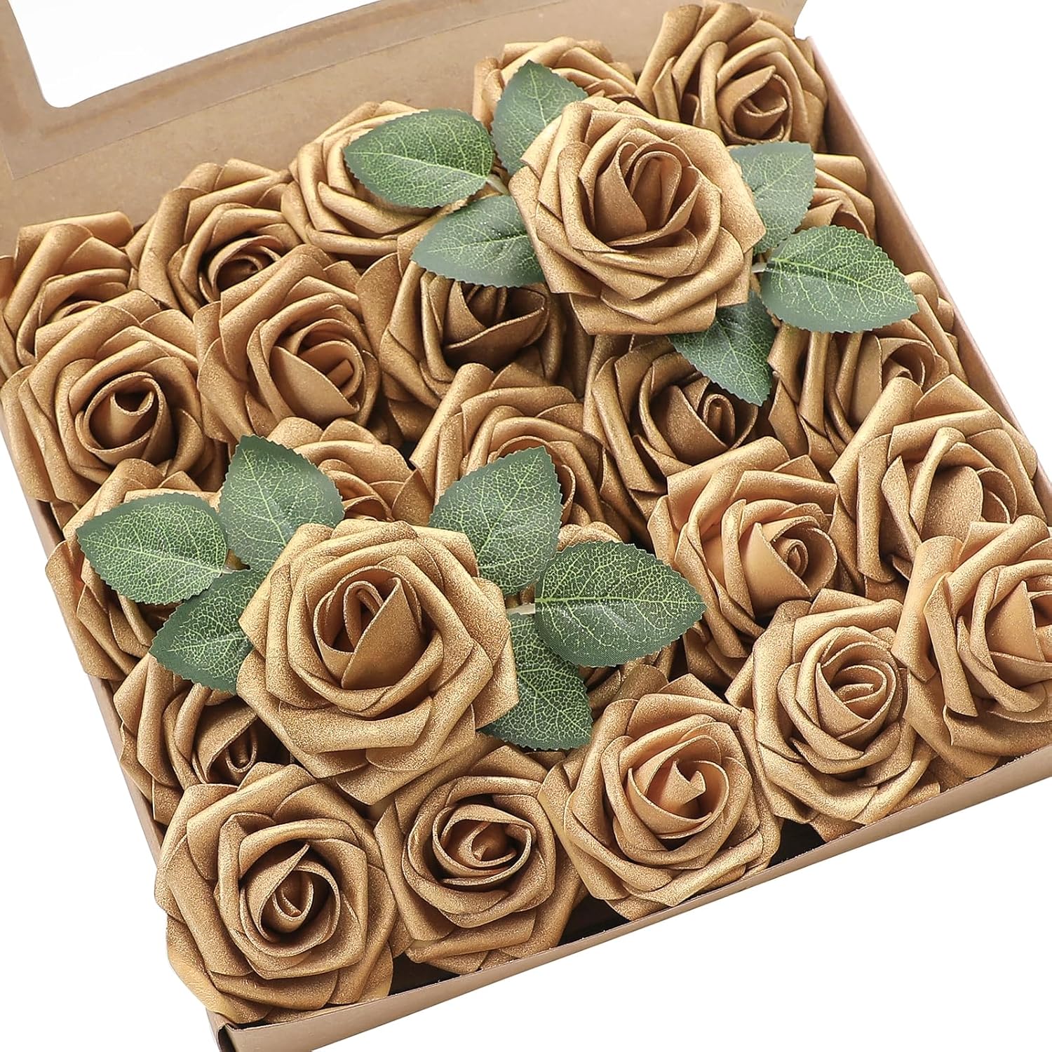 Beige Artificial Flowers — Antique Gold