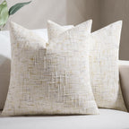 Chenille Boho Beige Throw Pillow Cover — 18" — Beige