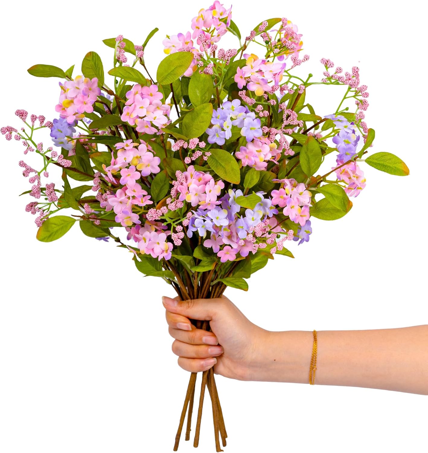 Green Artificial Plant — 16" — Pink&green