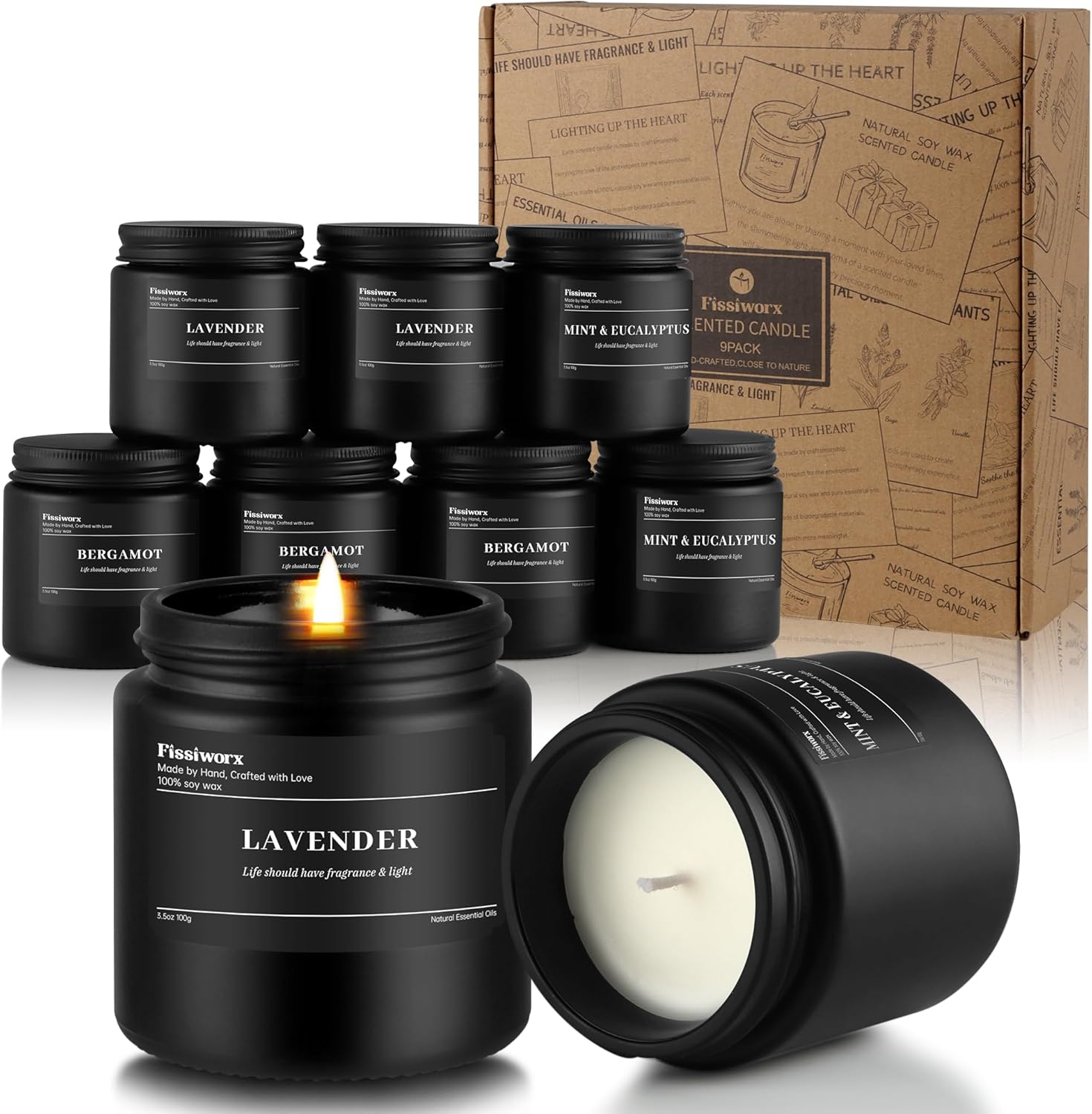 Soy Green Scented Candle — Lavender/Lemongrass &Eucalyptus/Bergamot