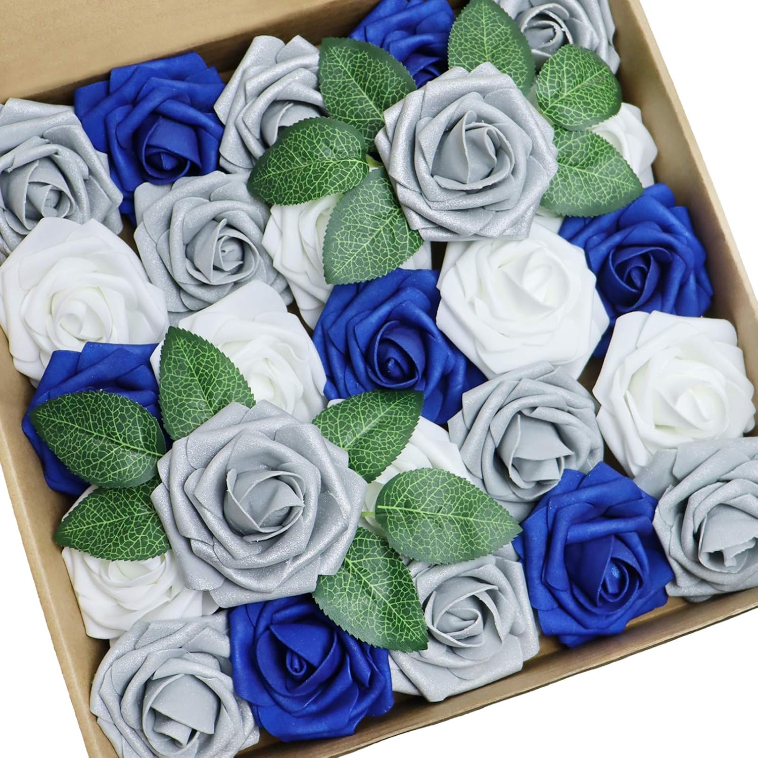 Beige Artificial Plant — 3" — White&silver Gray&royal Blue