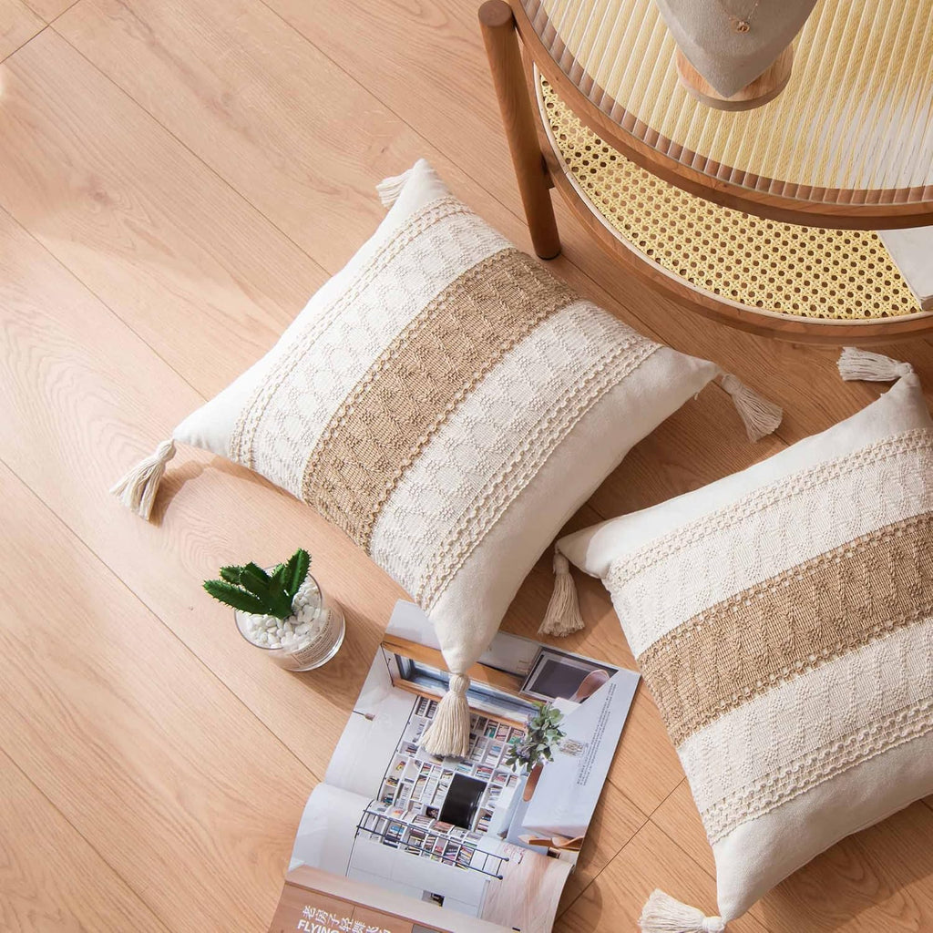 Boho Rattan Throw Pillow Cover — 18" - View 5