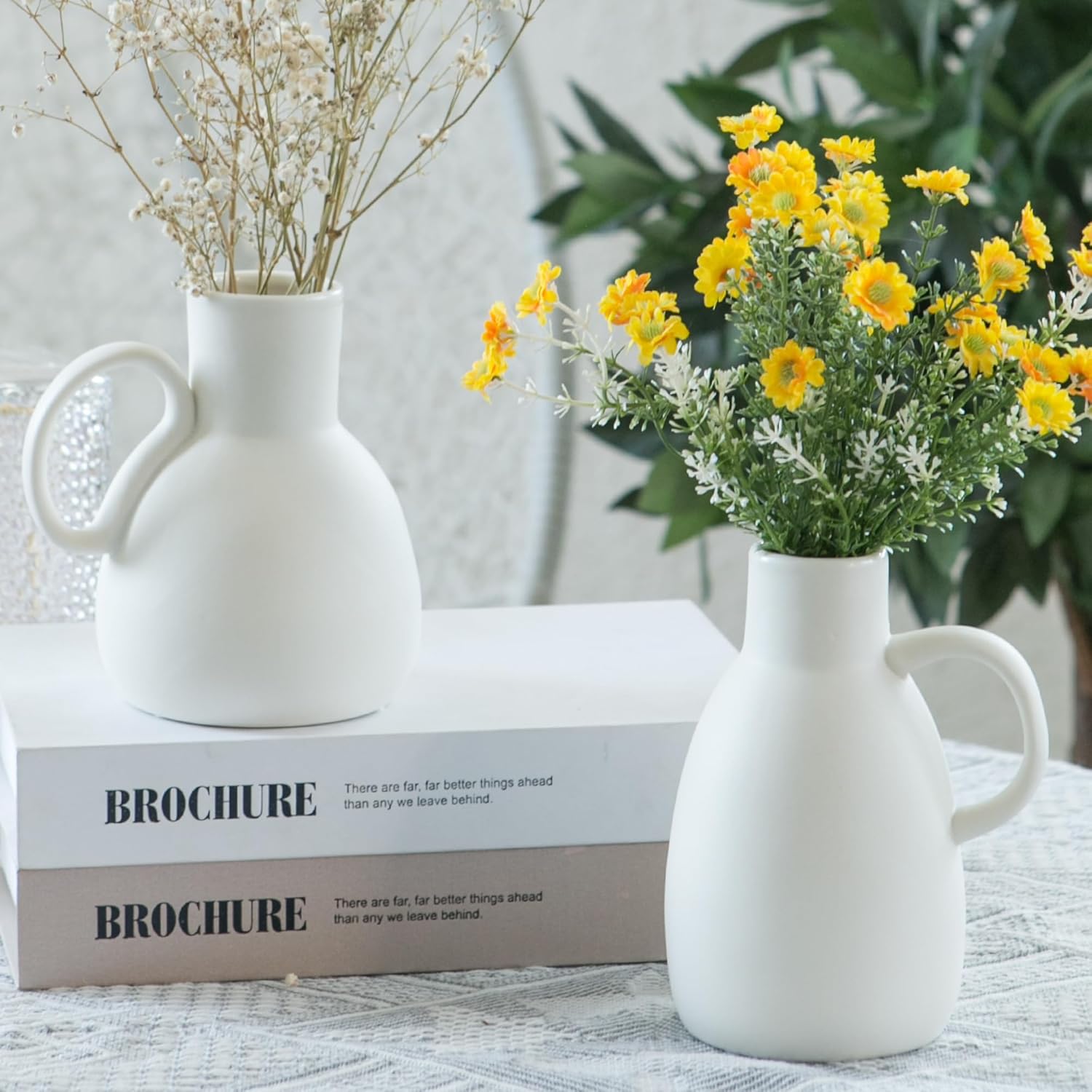 Farmhouse Black Flower Vase — 7" — 2 Pcs - White