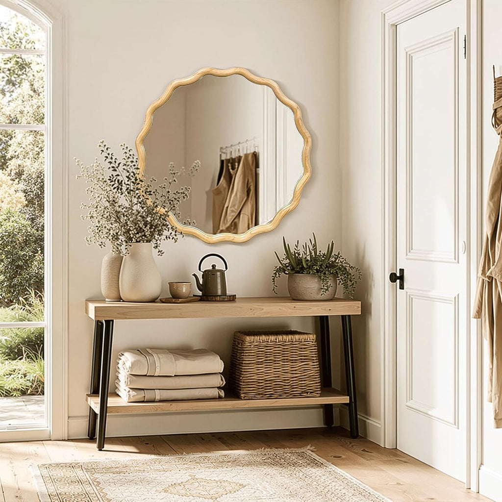 Round Farmhouse Beige Mirror — 24" - View 6