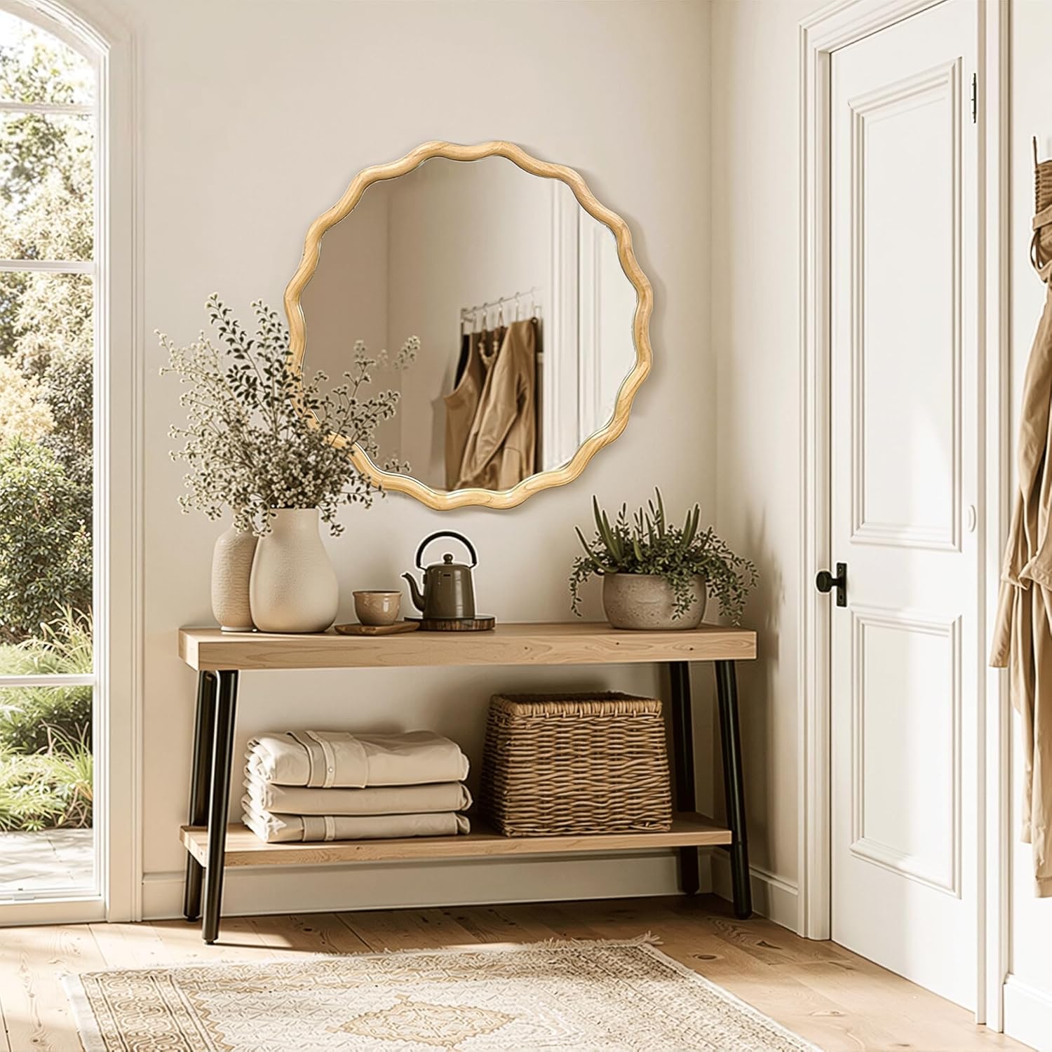 Round Farmhouse Beige Mirror — 24" - View 6