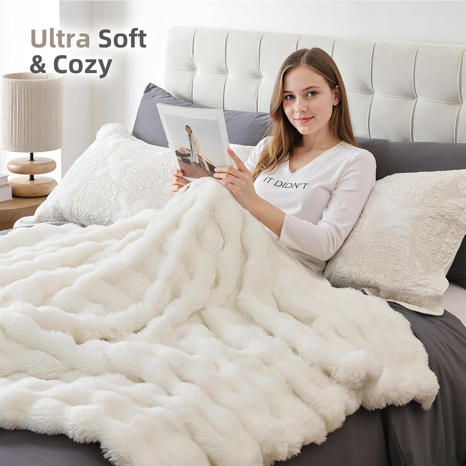 Luxe Beige Throw Pillow — 50" - View 4