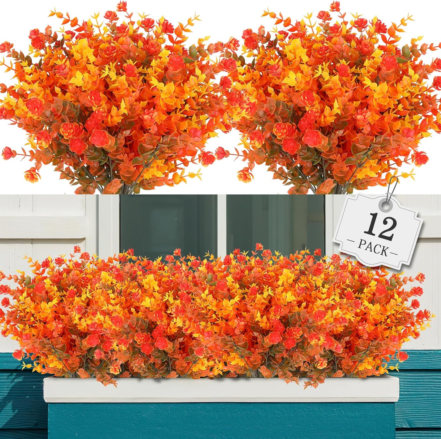 Farmhouse Black Faux Plant — Orange Eucalyptus