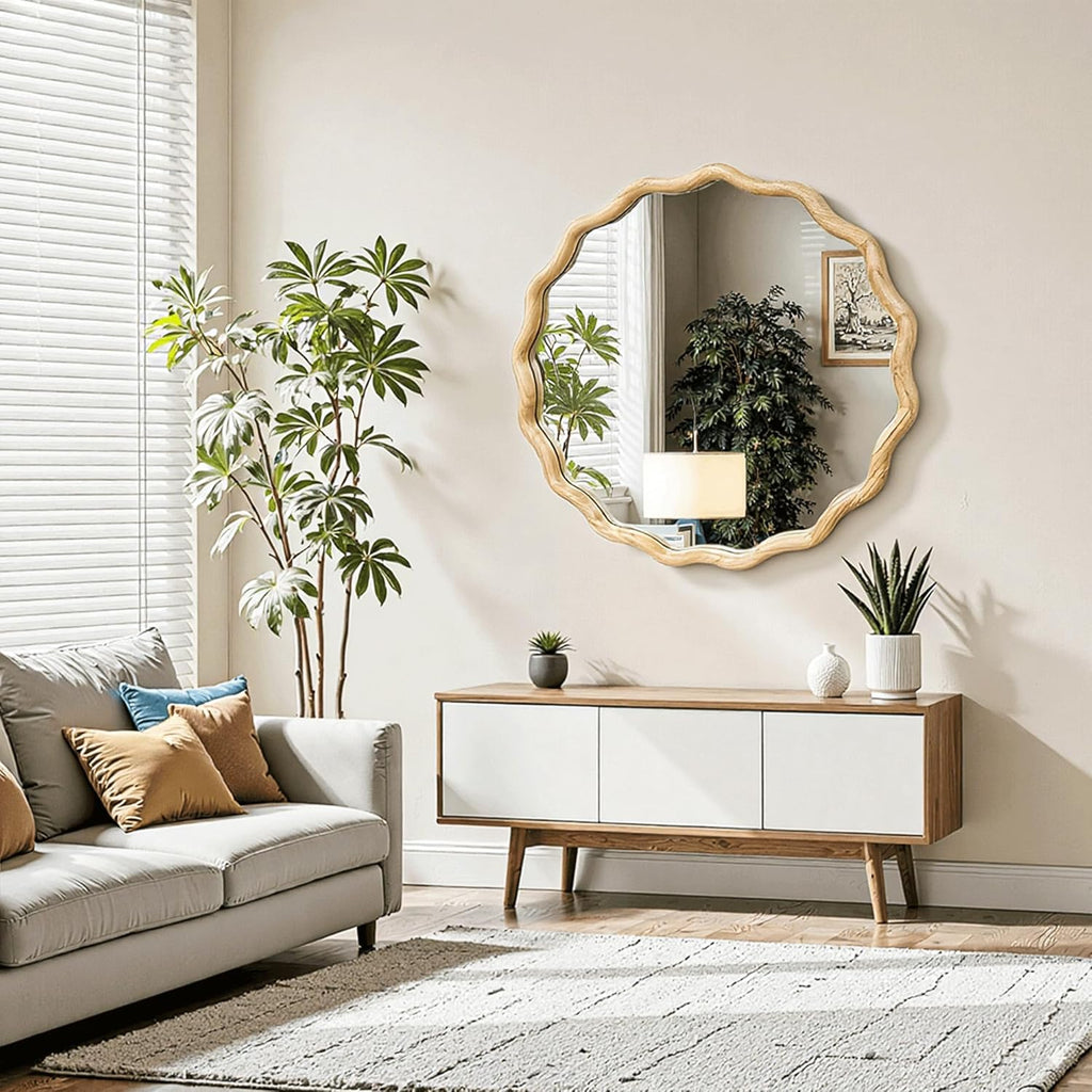 Round Farmhouse Beige Mirror — 24" - View 5