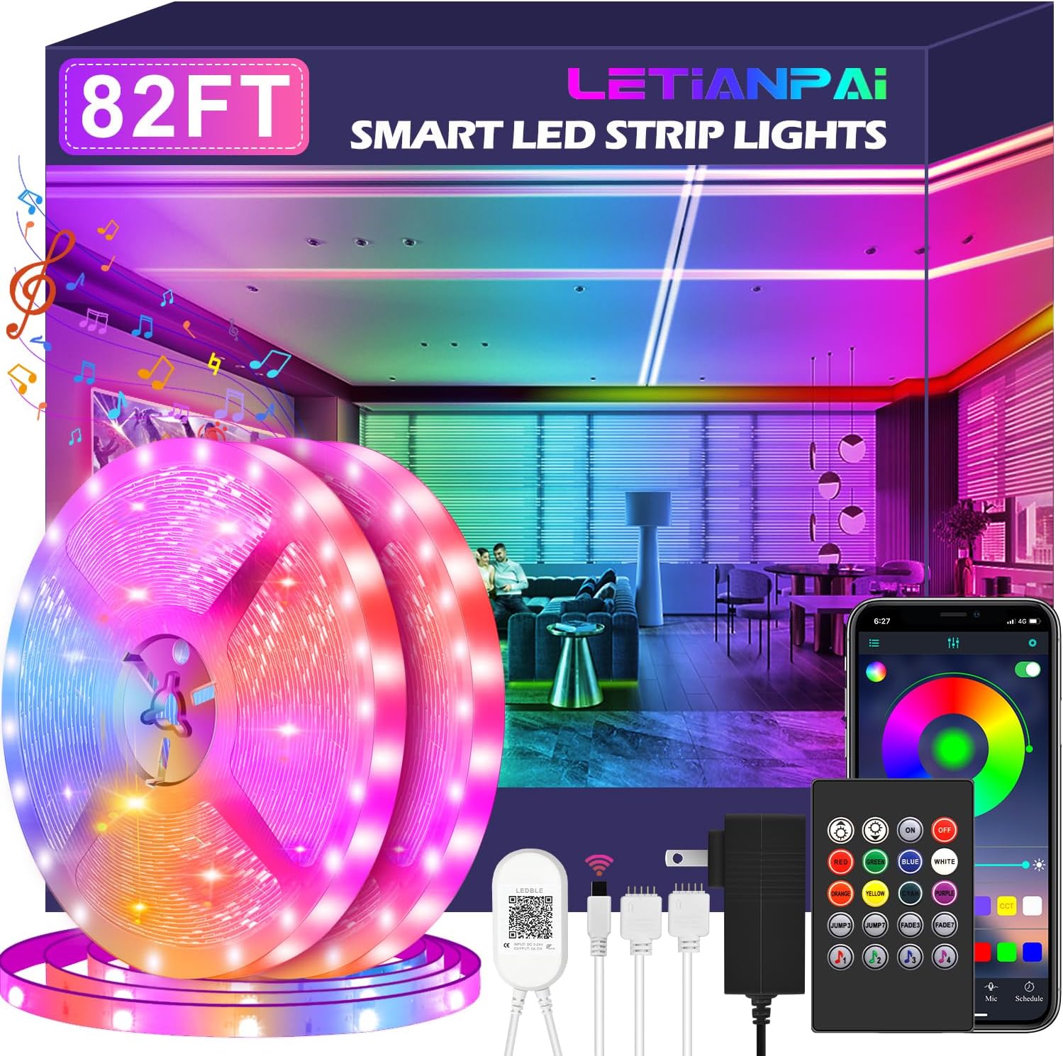 Smart Rattan LED Strip Lights — 82FT
