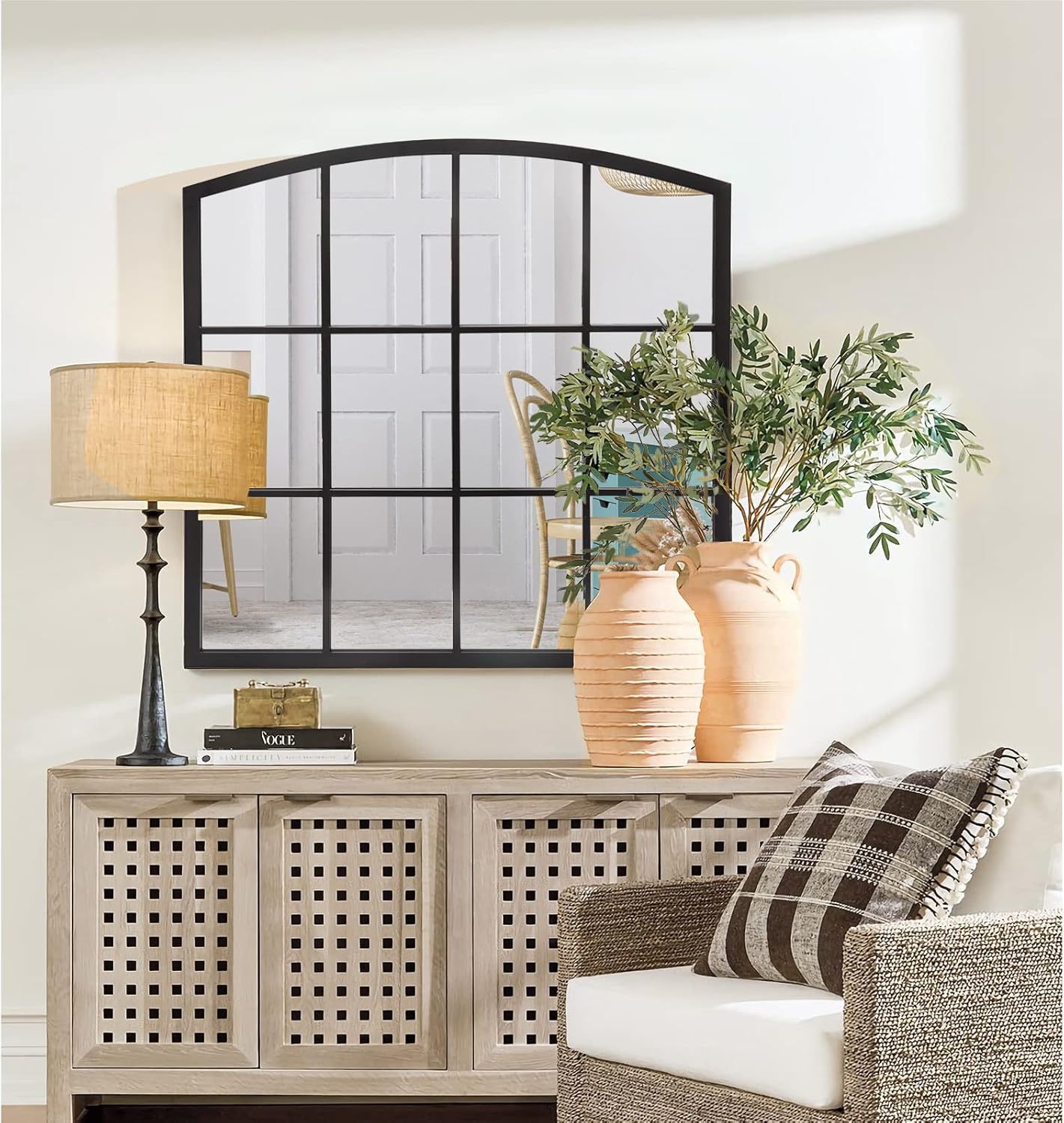 Framed Black Wall Mirror — 36" — 36"L x 36"W
