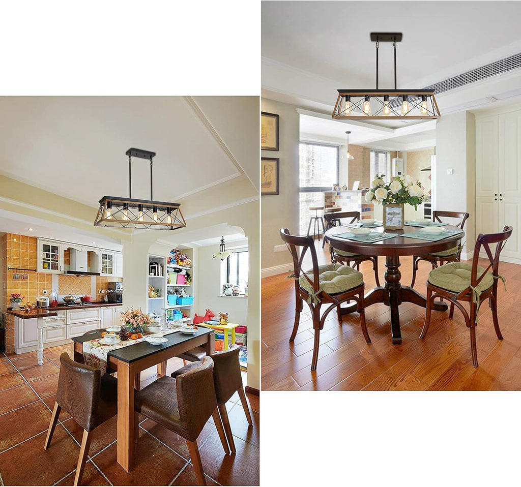 Rectangular Farmhouse Black Chandelier — 5-Light - View 3