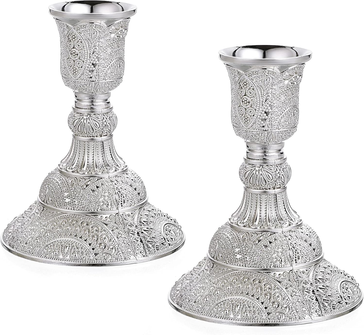 Vintage Luxe Gold Pillar Candle — Set of 2 — Silver