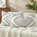 Boho Beige Throw Pillow Cover — 18" — Black