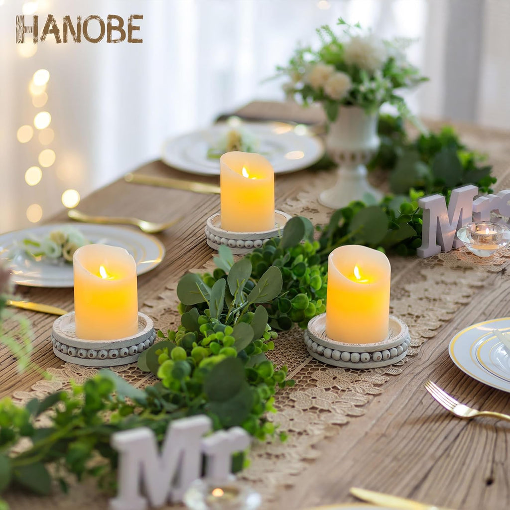 Farmhouse Wood Pillar Candle — 5.11" - View 6