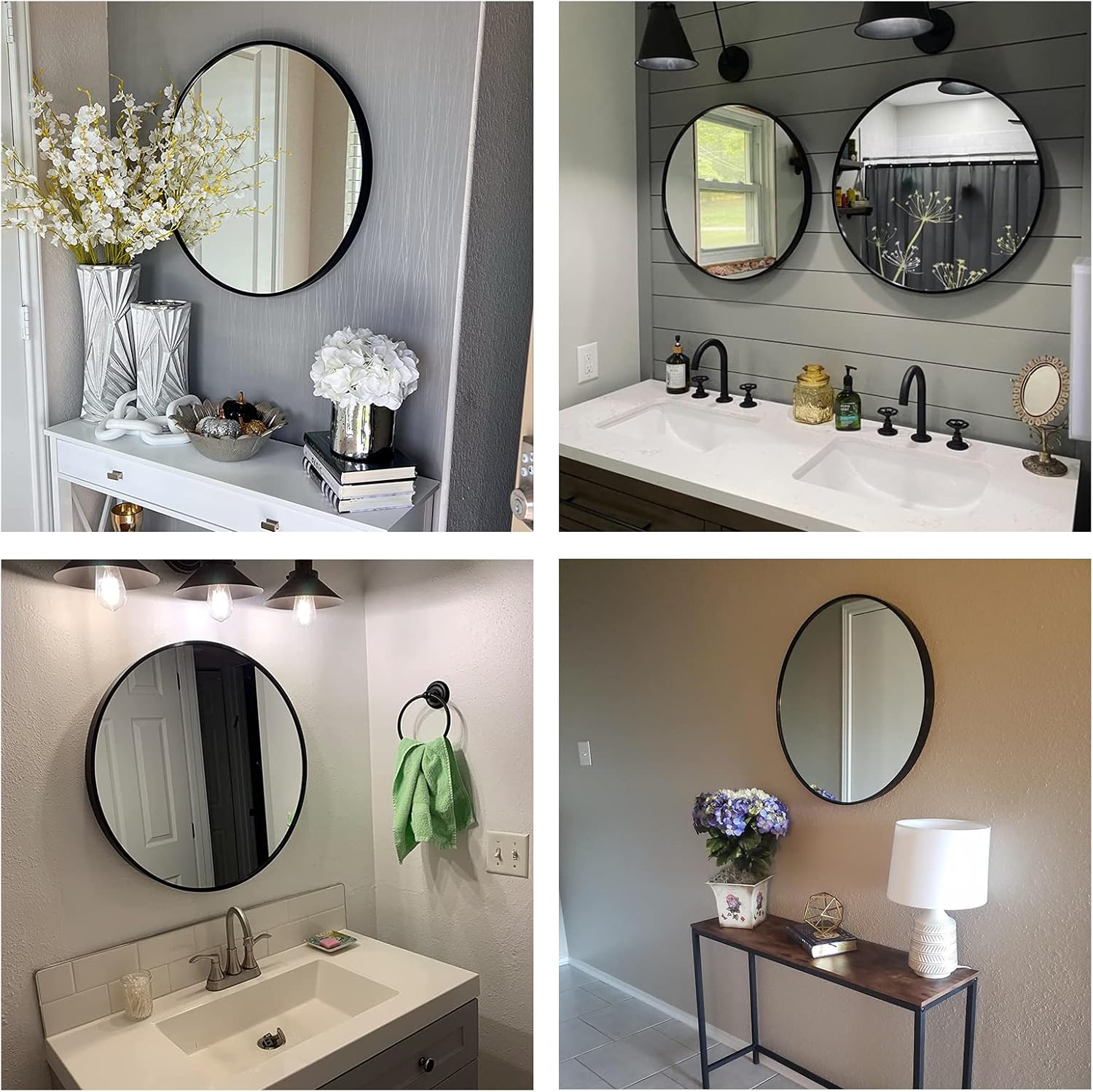 Round Farmhouse Black Wall Mirror — 24" - View 5