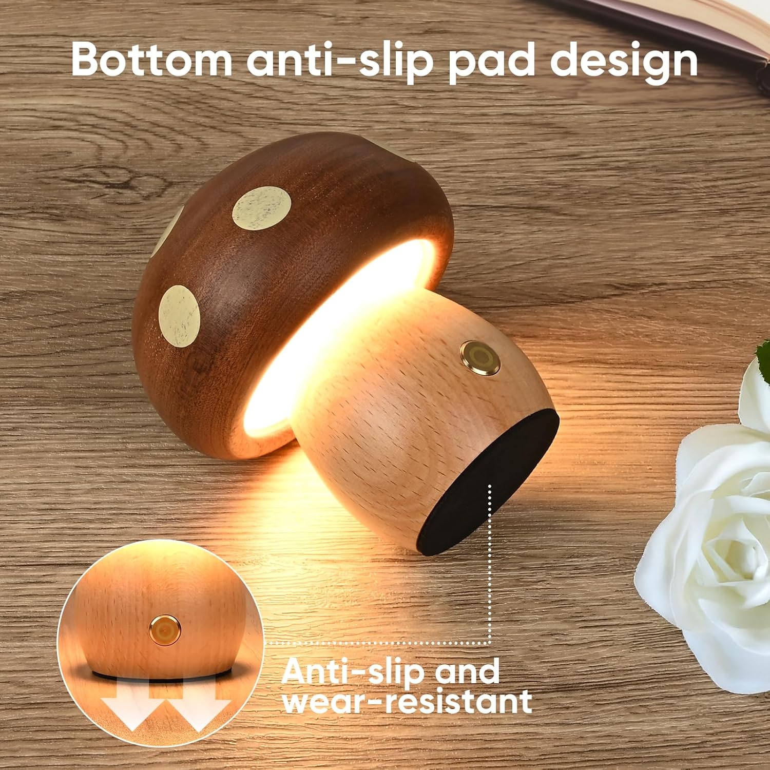 Cordless Wood Bedside Lamp - View 8