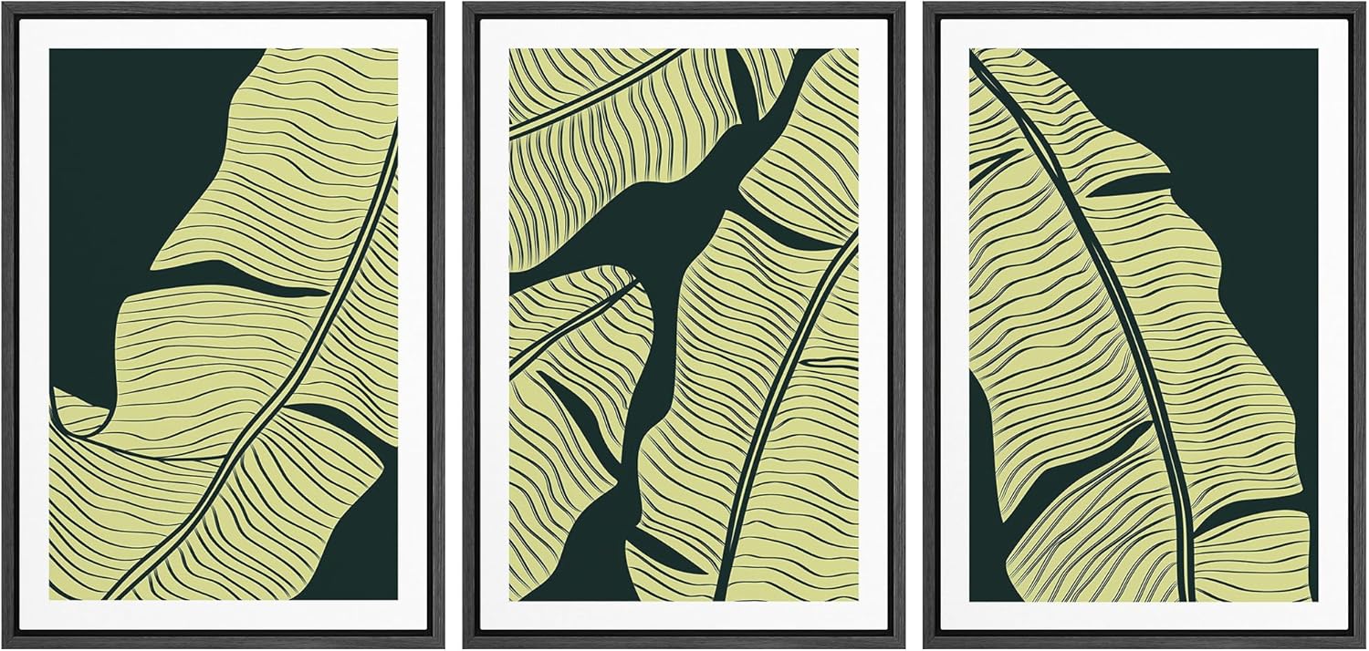 Framed Boho Fabric Wall Art — 24" — 16"x24"x3 Panels Black