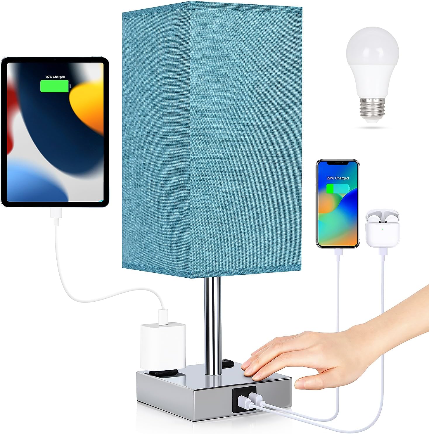Dimmable Black Table Lamp — Chrome - Blue