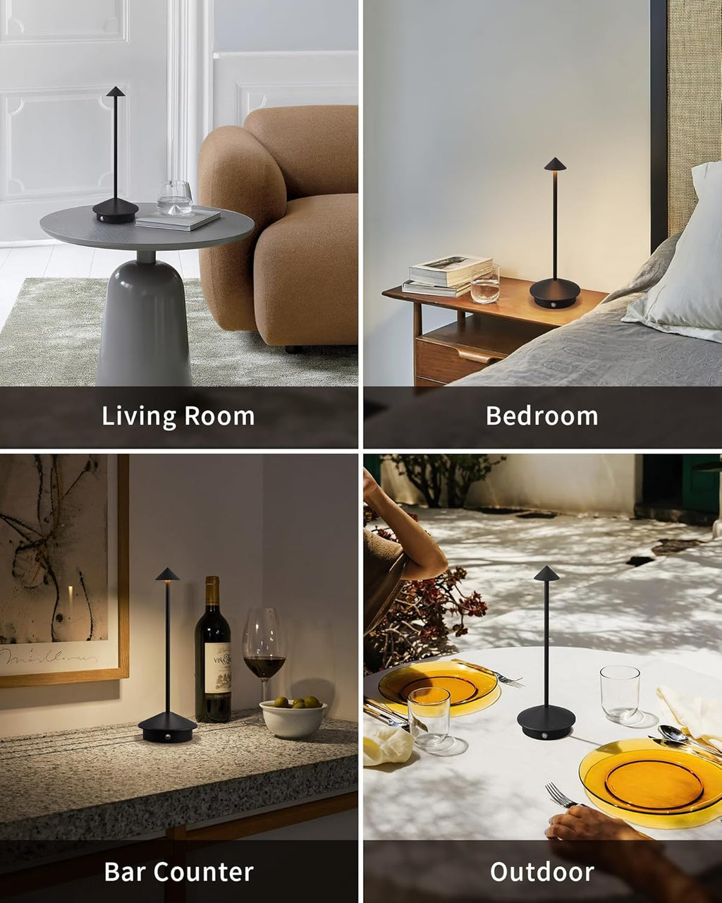 Cordless Modern Black Desk Lamp — Set of 2 - View 6