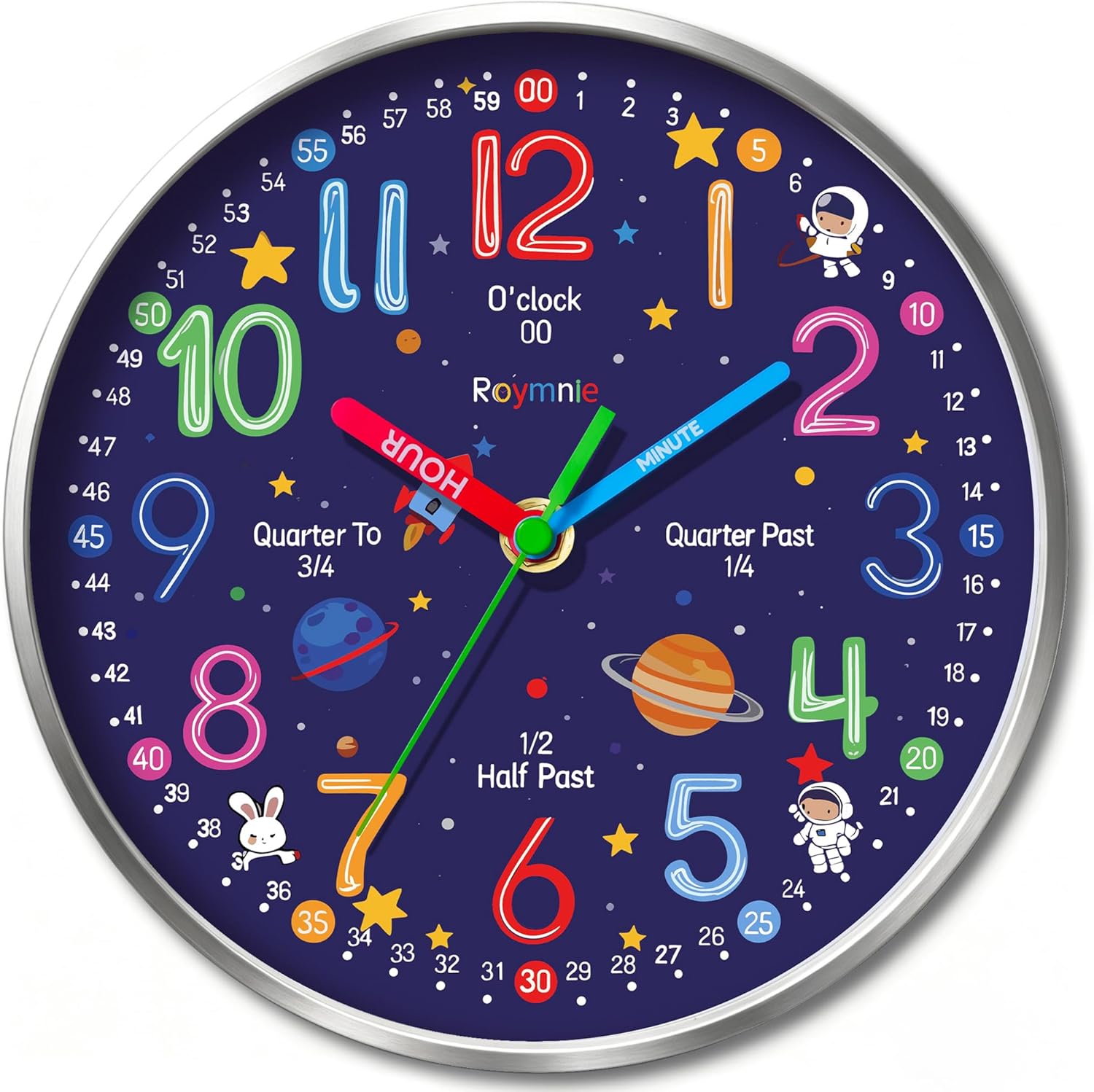 Battery Operated Blue Wall Clock — 8" — Starry Sky Blue