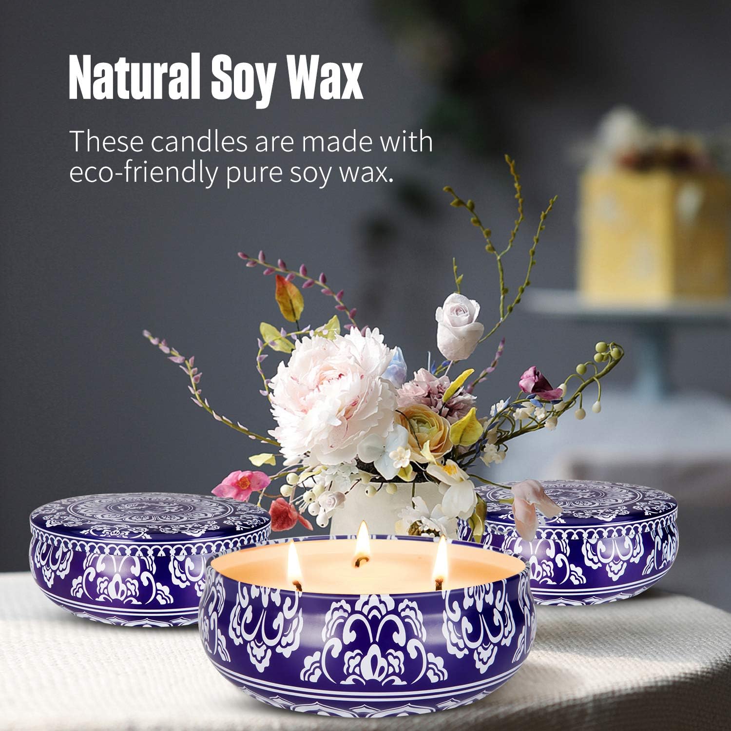 Soy Wax Blue Scented Candle - View 2