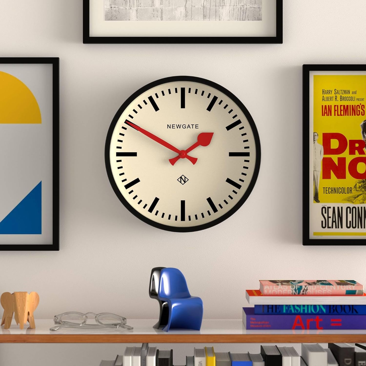 Vintage Mid-Century Black Wall Clock — 12" - View 2