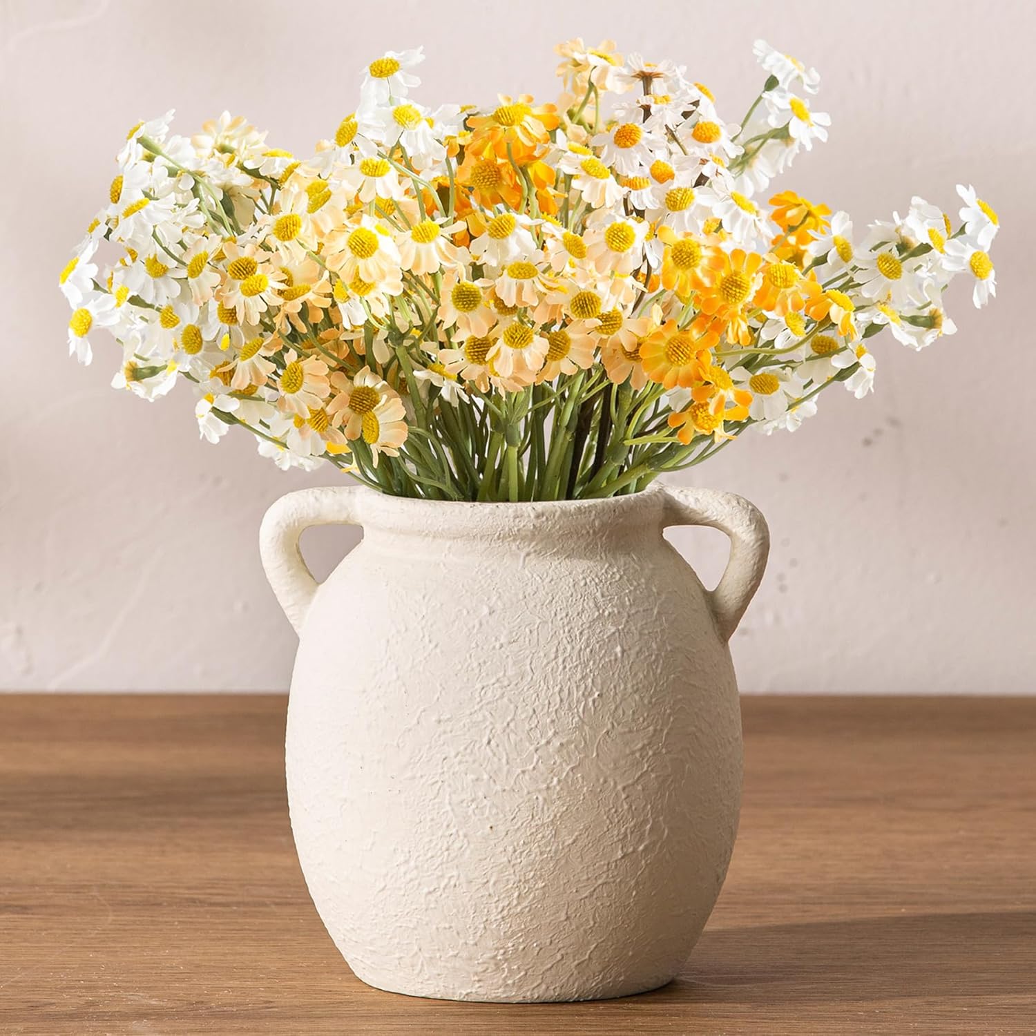 Farmhouse Black Flower Vase — 6" — S-antique Off White