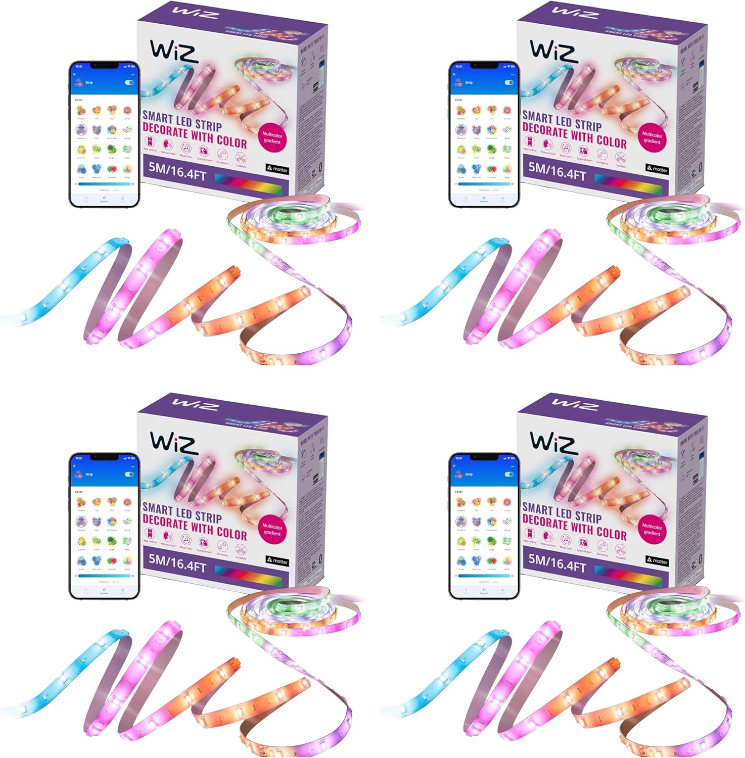 Smart Metal LED Light Strip — 16.4 FT (Pack of 4)