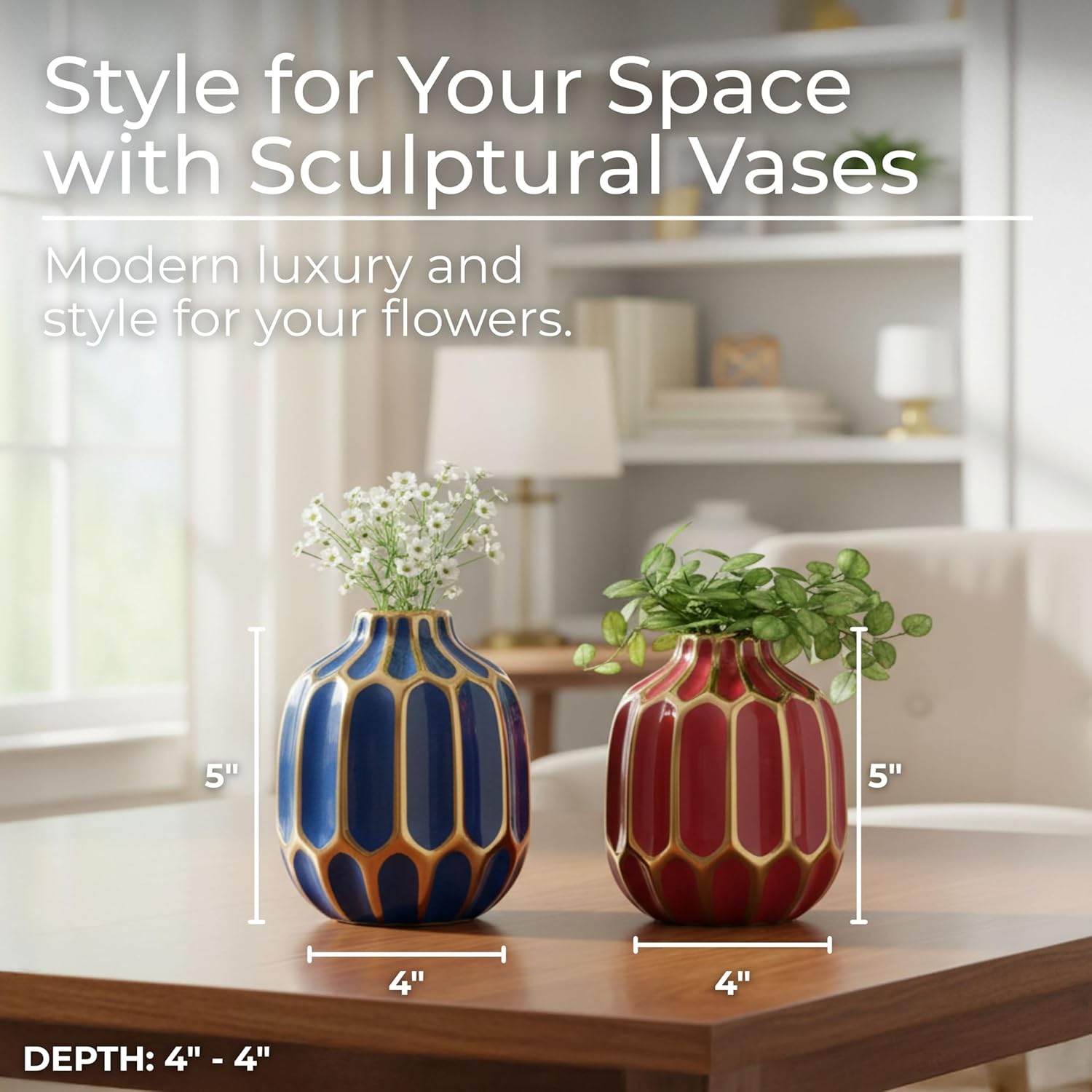 Modern Black Flower Vase — 5" - View 2
