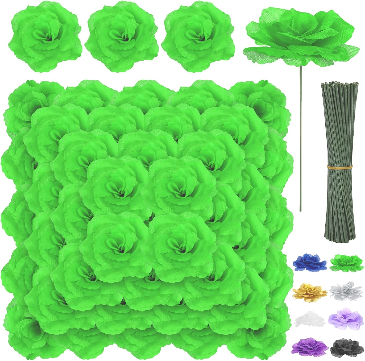 Luxe Black Artificial Flowers — 3.1" — Light Green