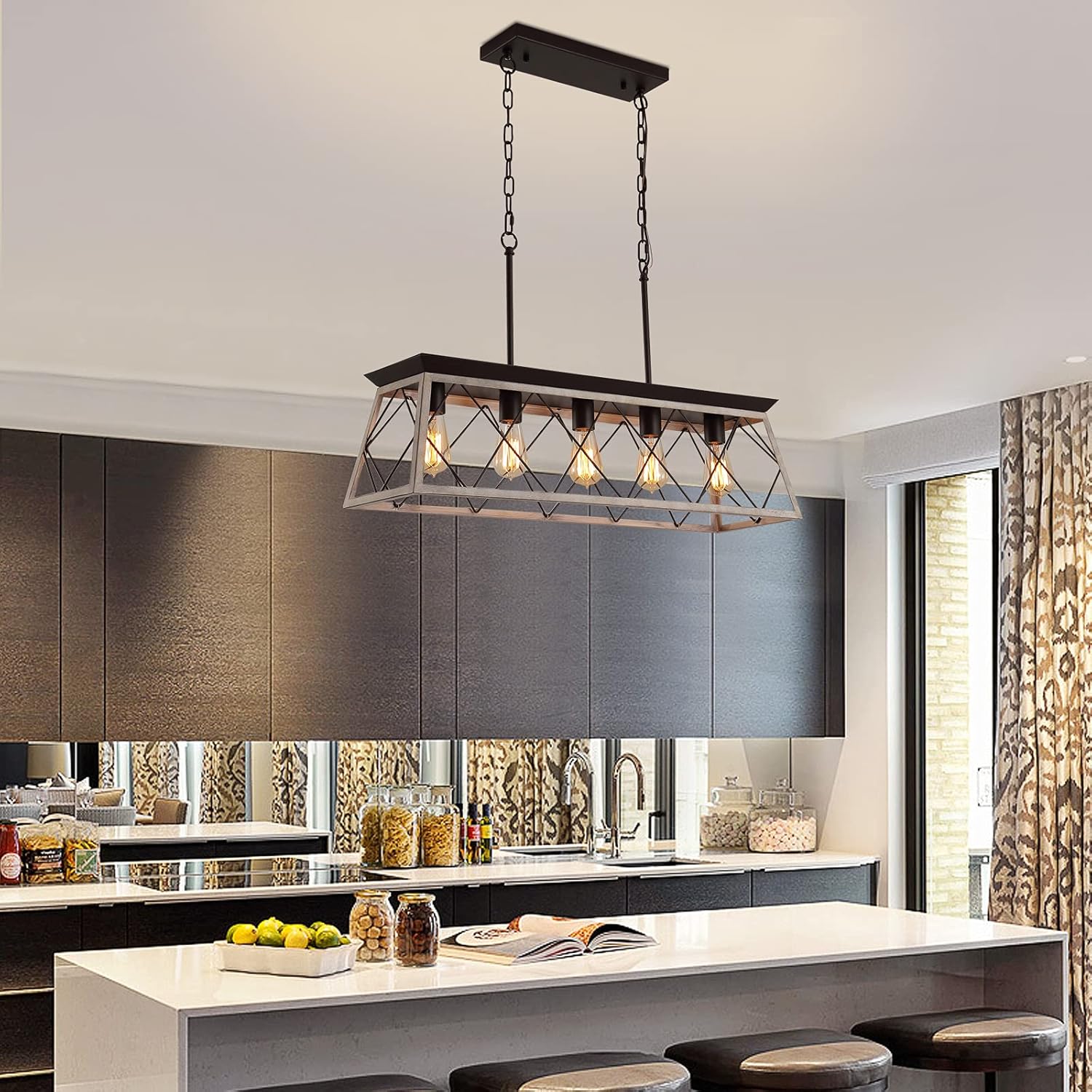 Vintage Farmhouse Gold Chandelier - View 5