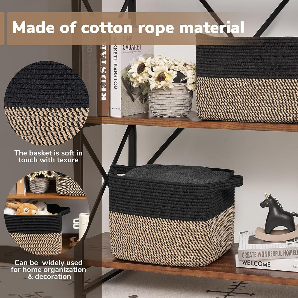 Boho Black Woven Basket — 13" - View 4