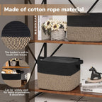 Boho Black Woven Basket — 13" - View 4