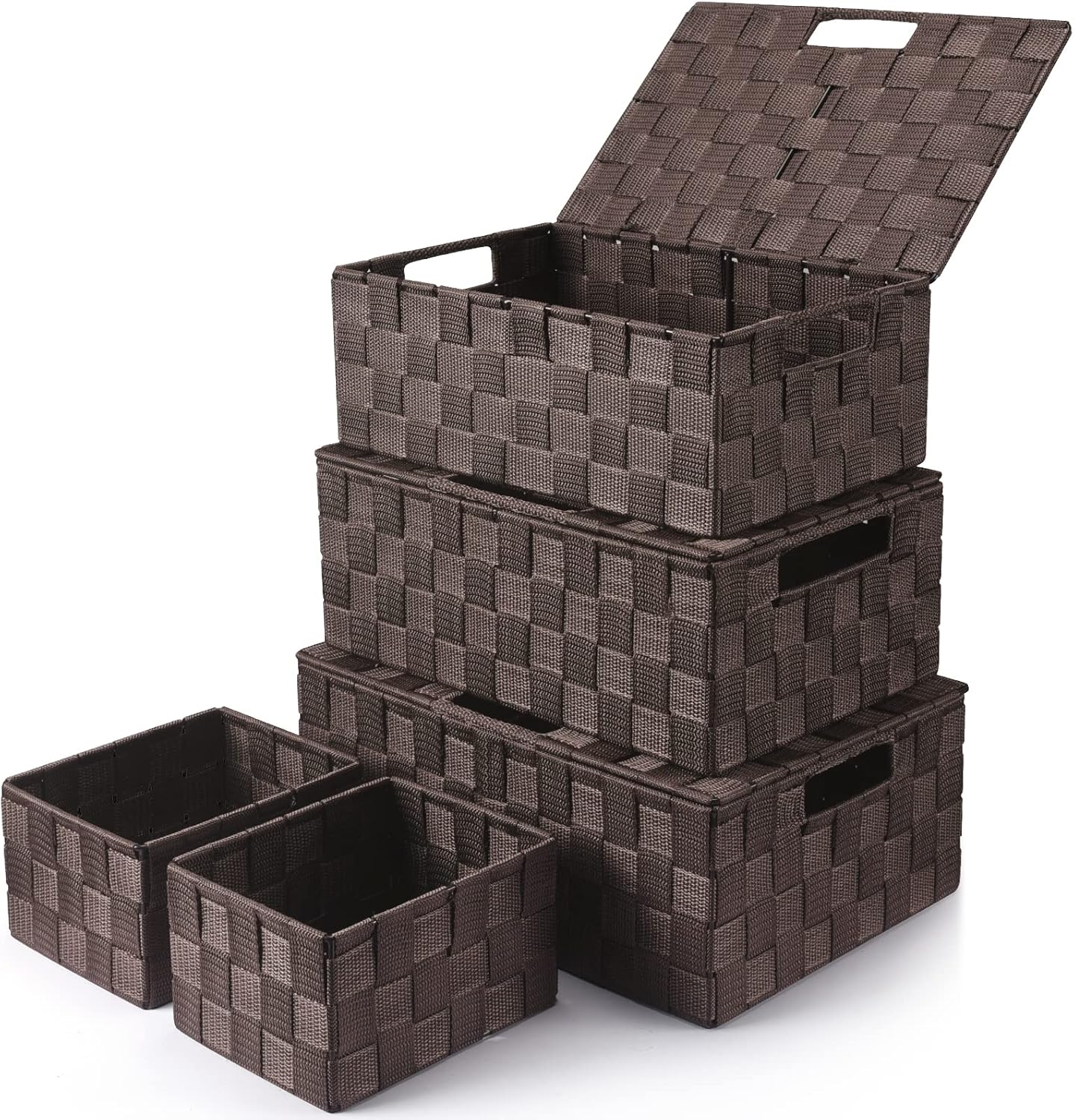 Boho Black Woven Basket — Brown