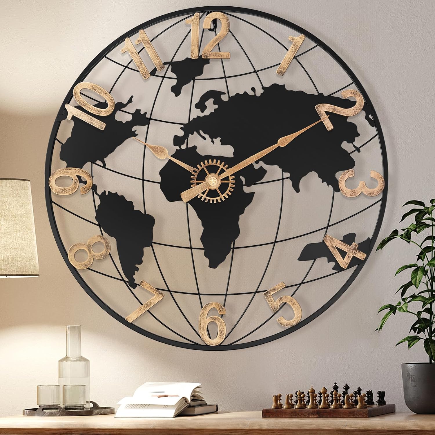 Oversized Luxe Black Wall Clock — 30" — Black Arabic