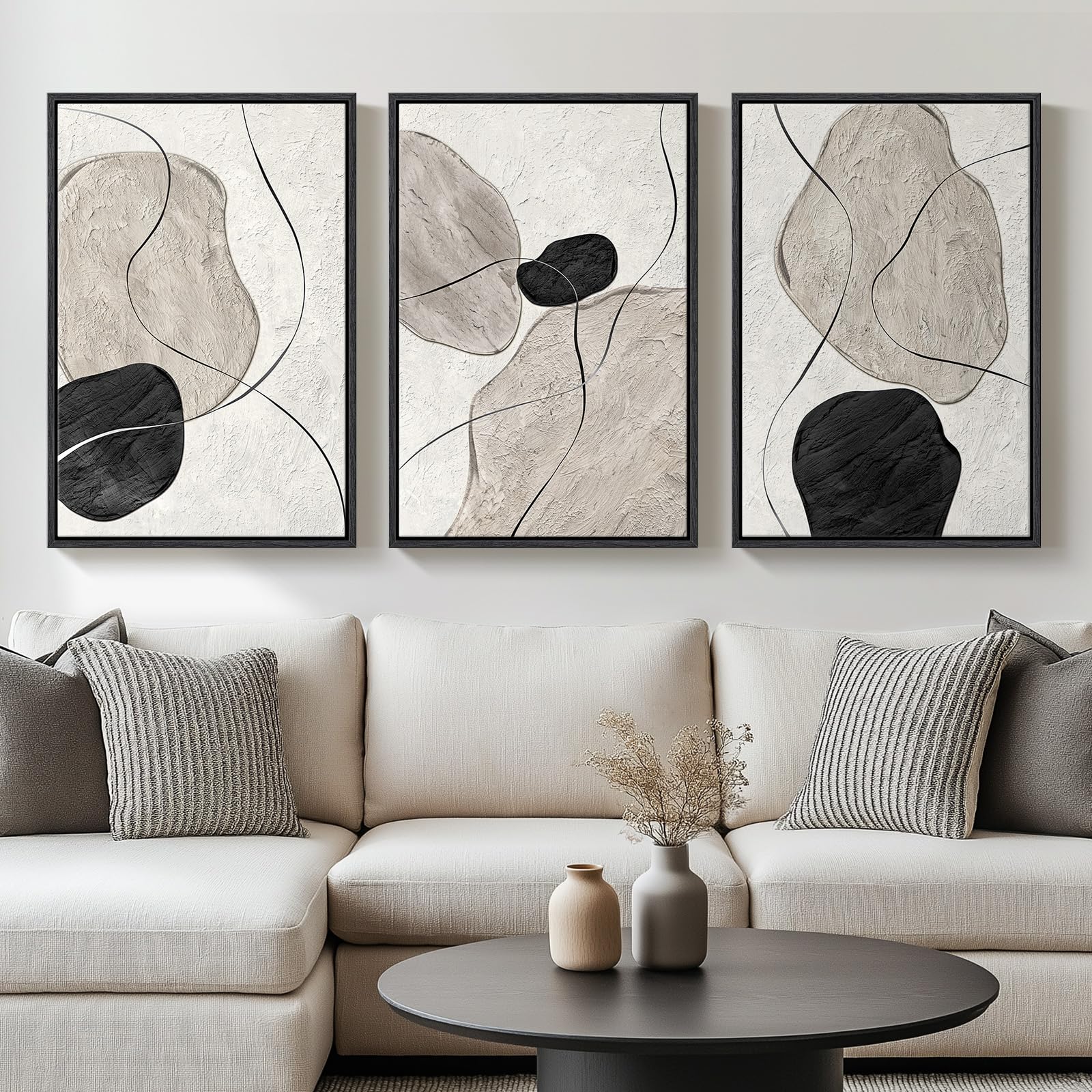 Framed Modern Beige Wall Decor — 24"
