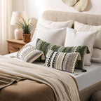Tufted Boho Beige Throw Pillow Cover — 20" - View 7