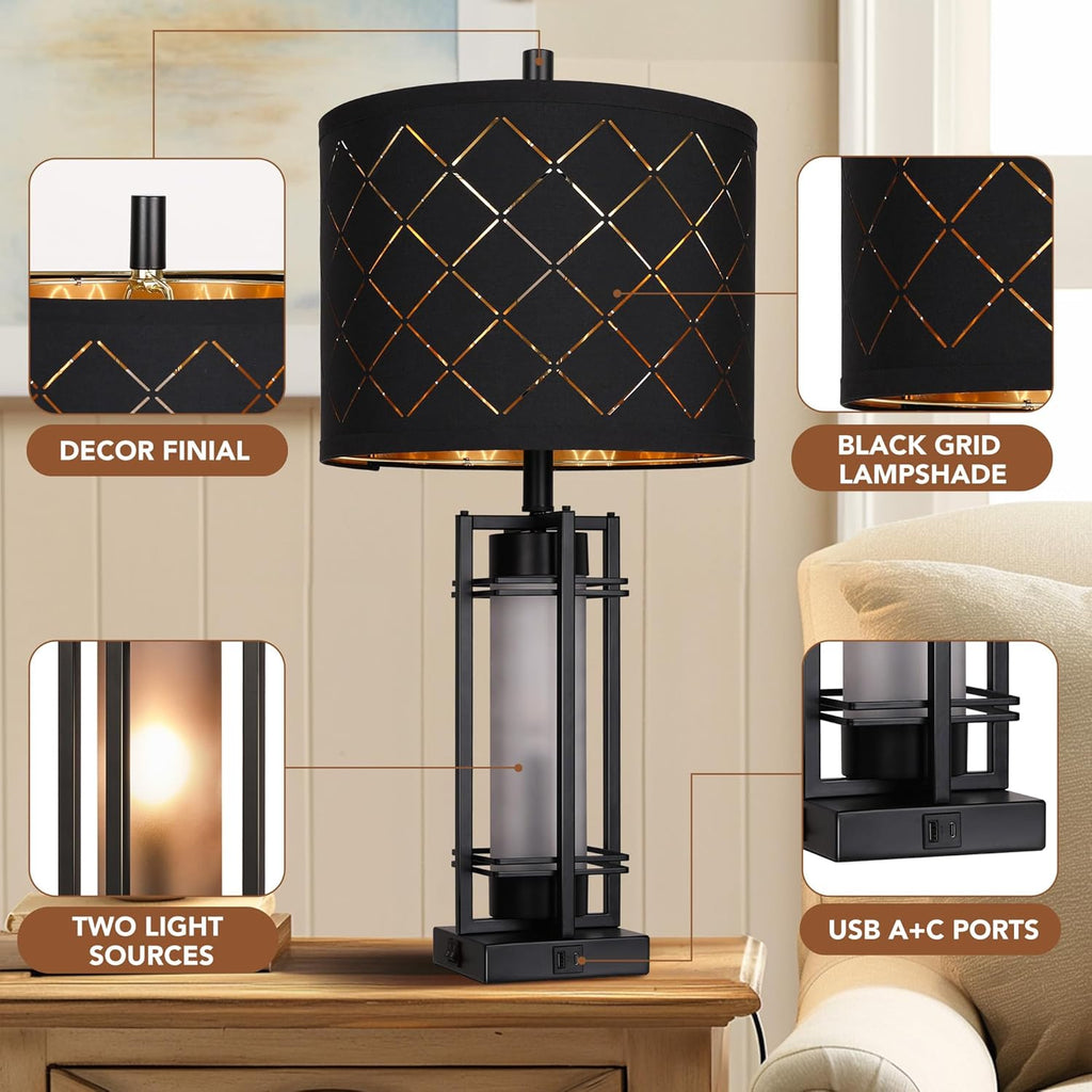 USB Modern Metal Bedside Lamp — Set of 2 - View 4
