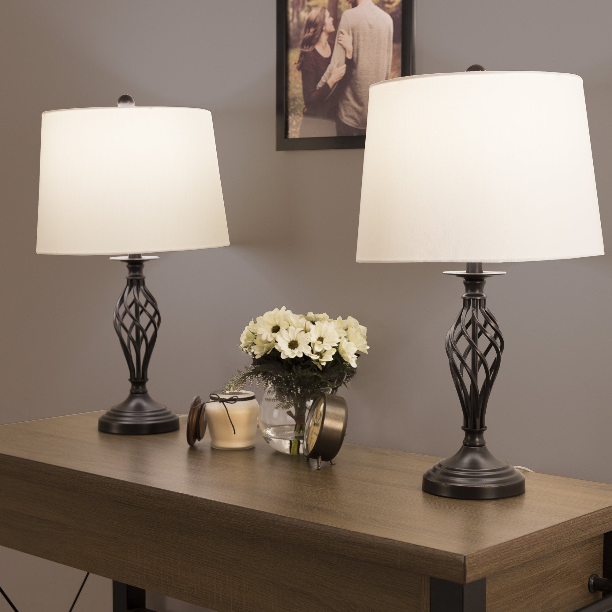 Farmhouse Metal Table Lamp — Set of 2