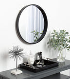 Round Modern Wood Wall Mirror — 21.6" - View 3