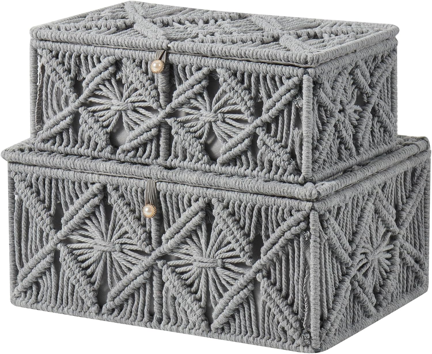 Boho Beige Storage Basket — Set of 2 (1 Large 1 Small)