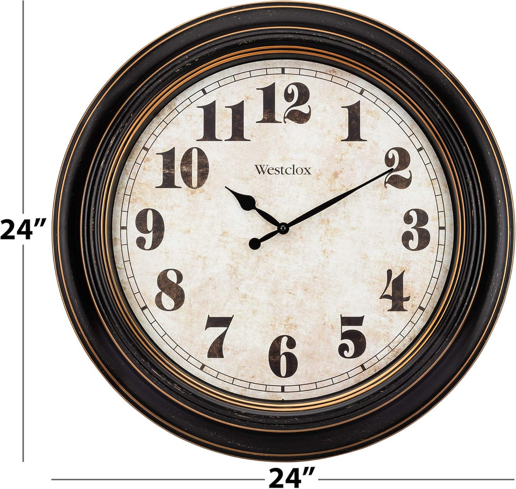 Battery-Operated Farmhouse Black Wall Clock — 24" - View 5