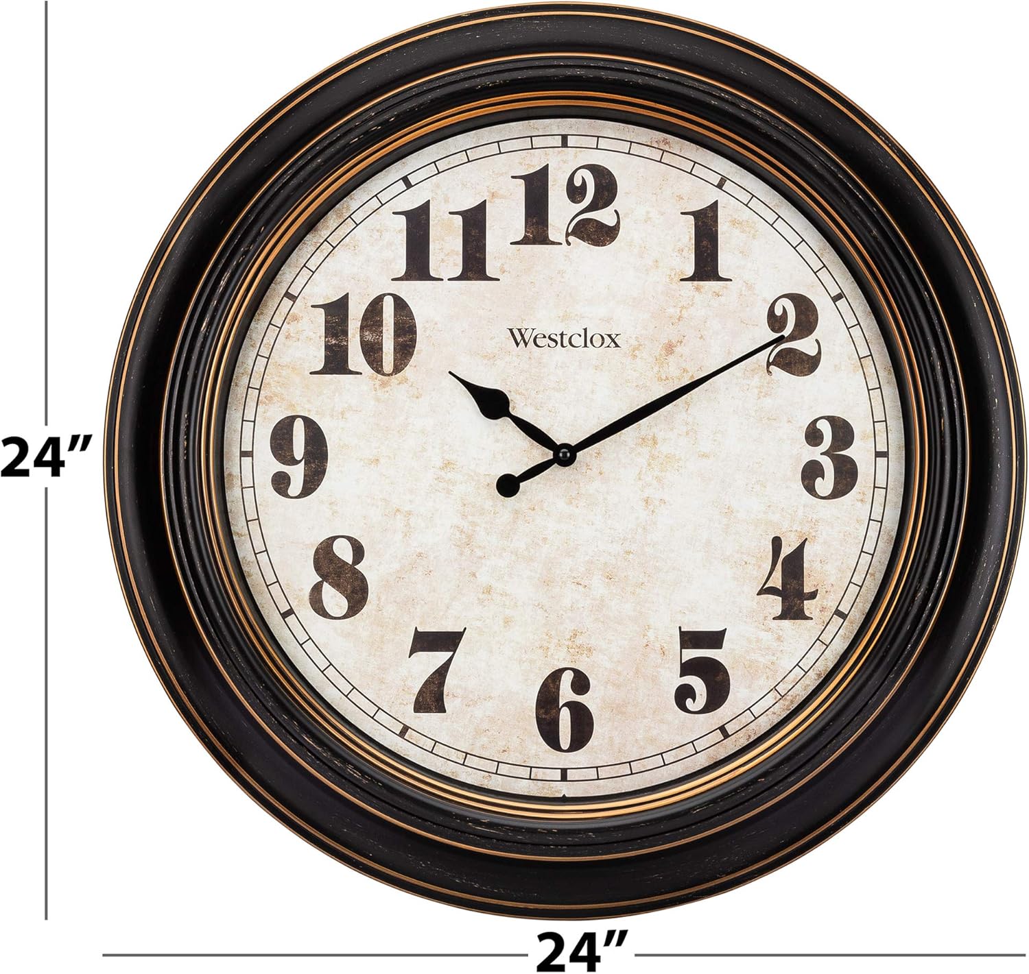 Battery-Operated Farmhouse Black Wall Clock — 24" - View 5