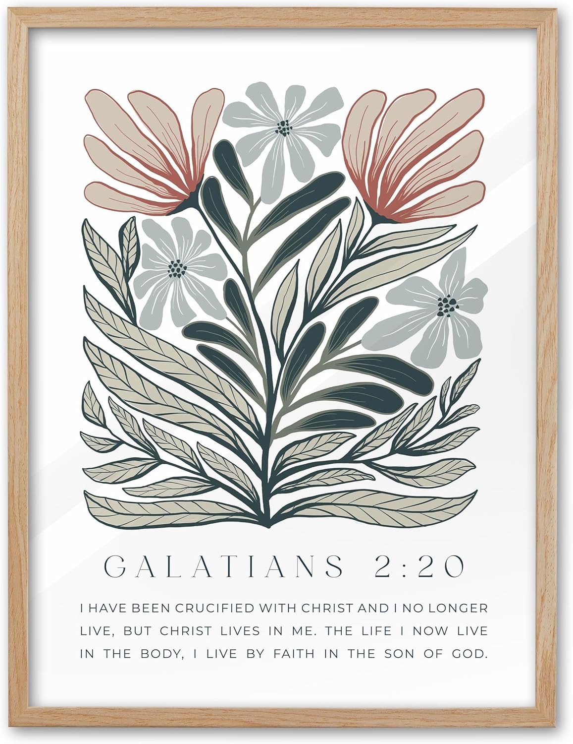 Framed Boho Blue Canvas Wall Art — 16" — Framed Galatians