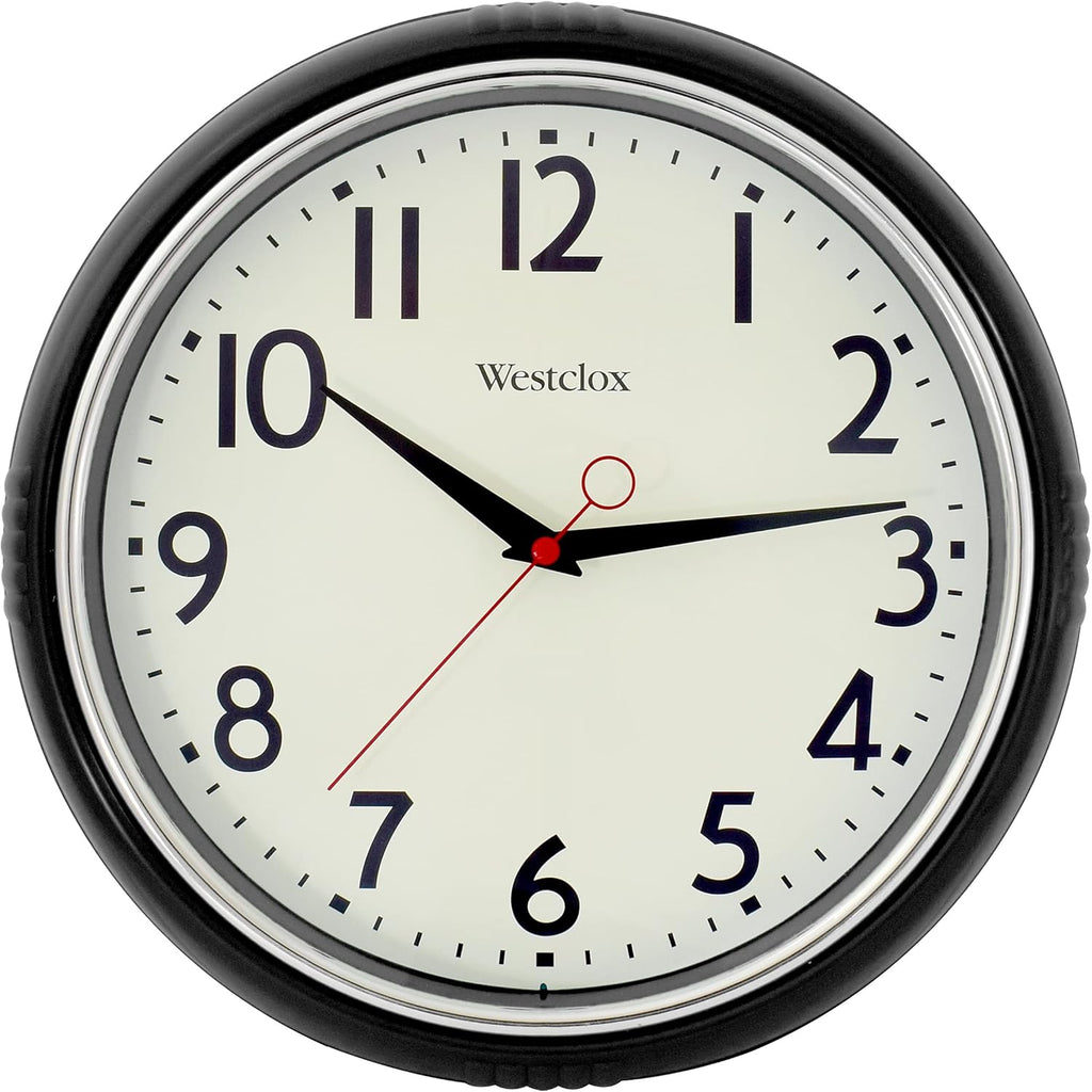 Vintage Mid-Century Black Wall Clock — 12" — Black