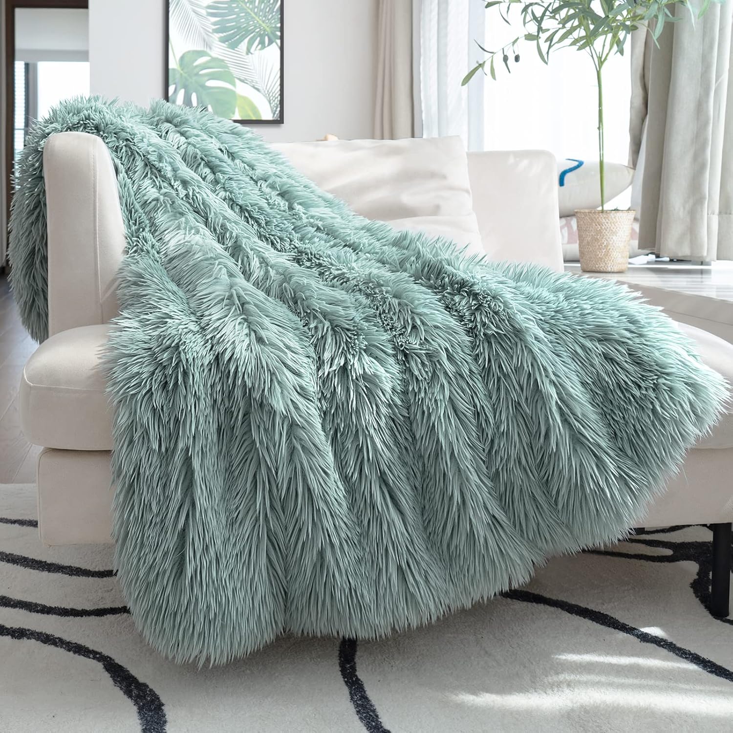 Luxe Black Throw Pillow — 2.8" — Aqua