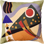 Embroidered Boho Blue Throw Pillow Cover — 18x18 — Green Composition