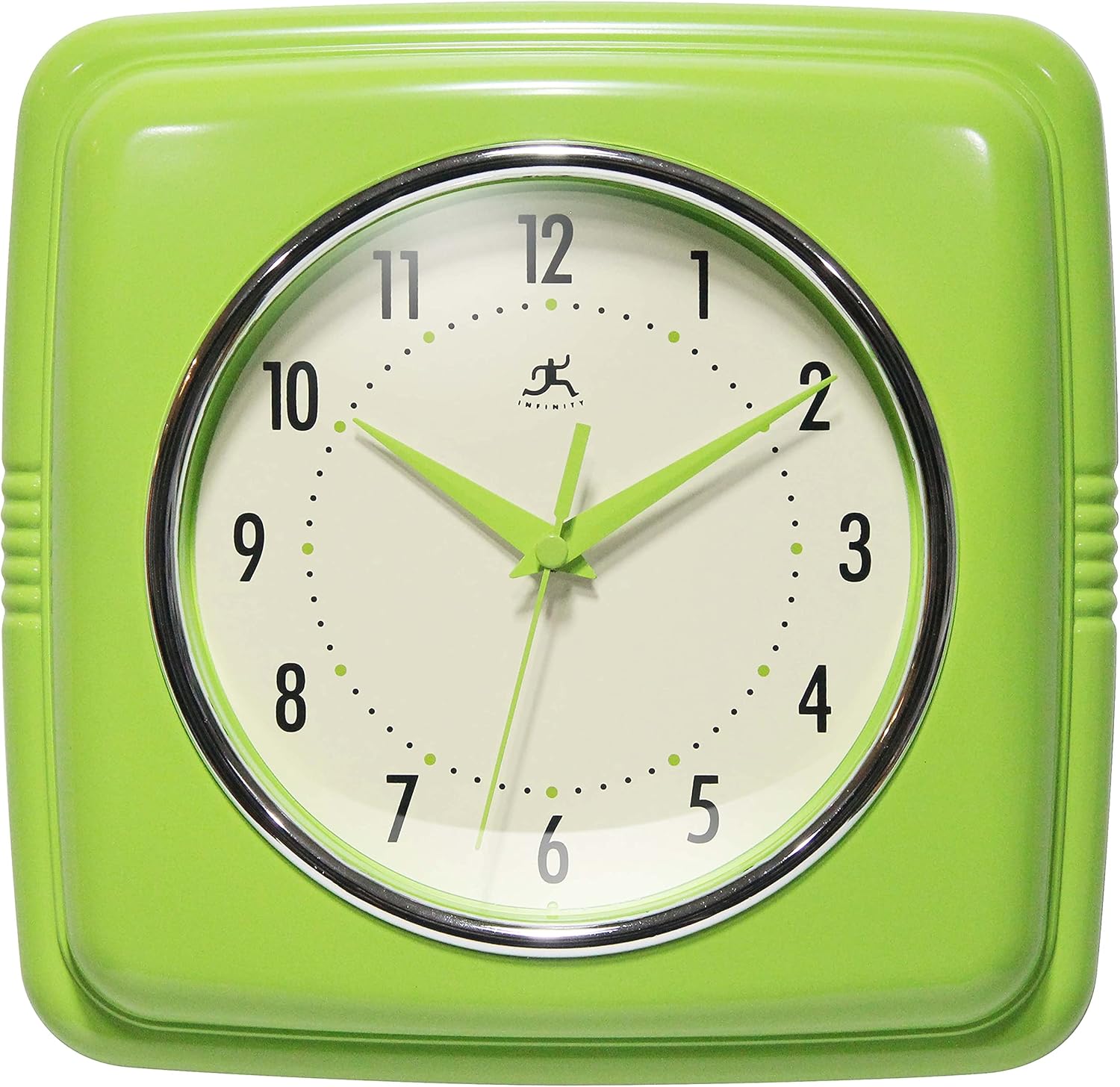 Vintage Mid-Century Beige Wall Clock — 9" — Apple Green