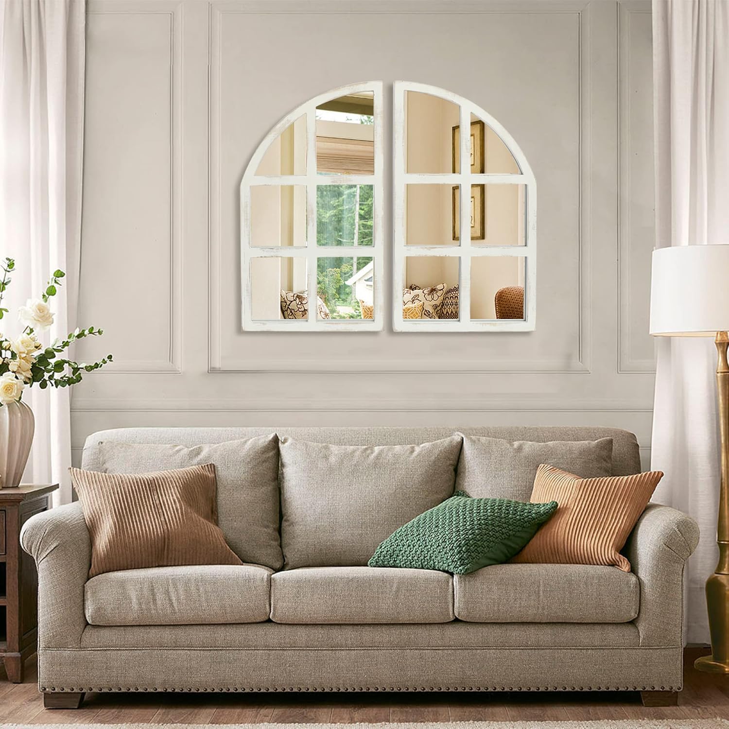 Rectangular Farmhouse Glass Wall Mirror — Set of 2 - View 3
