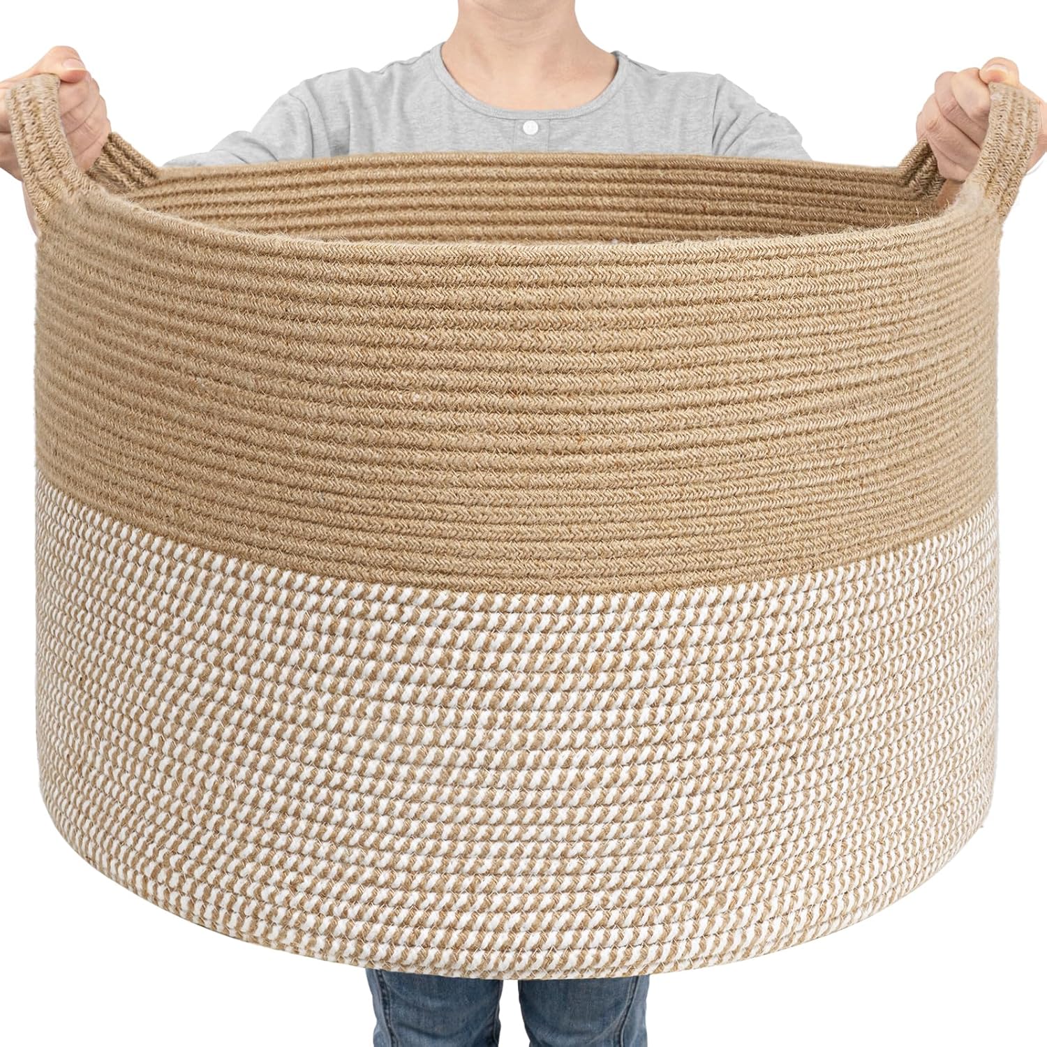 Round Boho Black Throw Pillow — 8" — White & Jute